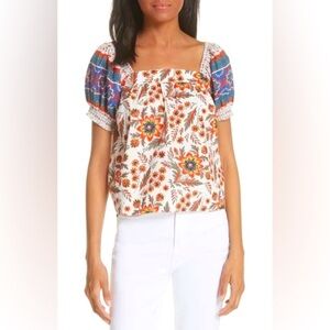 EUC Joie Cleona Floral Poof Sleeve Baby Doll Top Size Small Retails $168